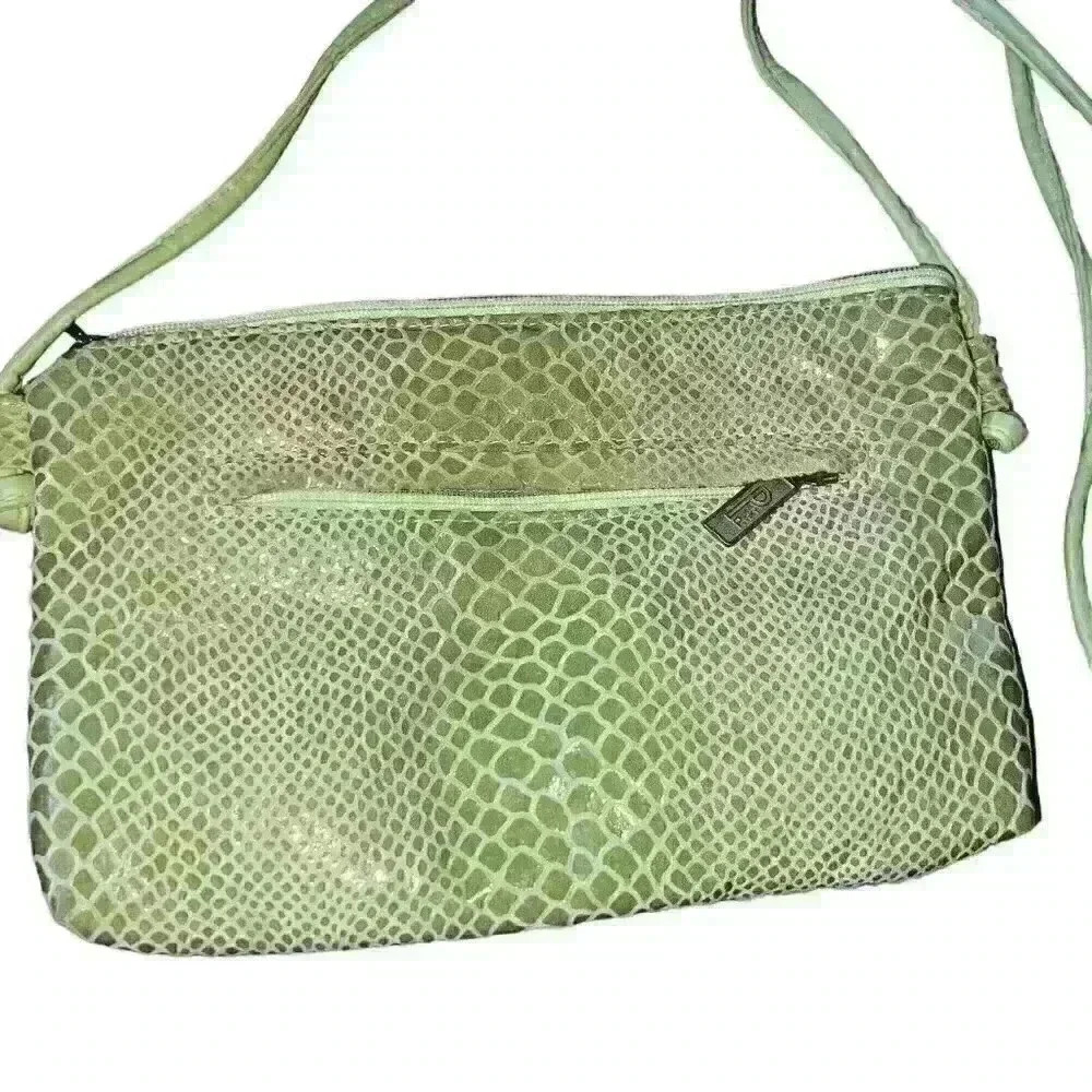 Vtg Bags By Pinky Leather Snakeskin‎ Pattern Crossbody/Shoulder Bag Brat Summer